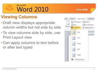 Word Lesson 5C Columns, Header, Footers, Page No. | PPTX