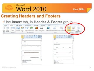 Word Lesson 5C Columns, Header, Footers, Page No. | PPT