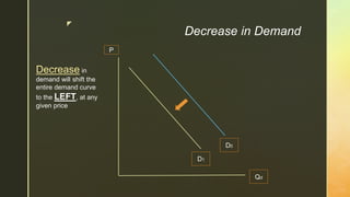decrease in demand curve 4 many changes are affecting... Lesson 5 Elasticity of Demand & Movement of Demand Curve | PPTX