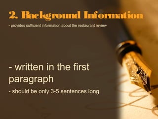 Restaurant Paragraph EAPP11_Lesson 5 examining restaurant review | PPT
