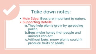 Easy Bees Notes.pdf Grade 4 - Lesson 5 -- Taking Down Notes. | PDF