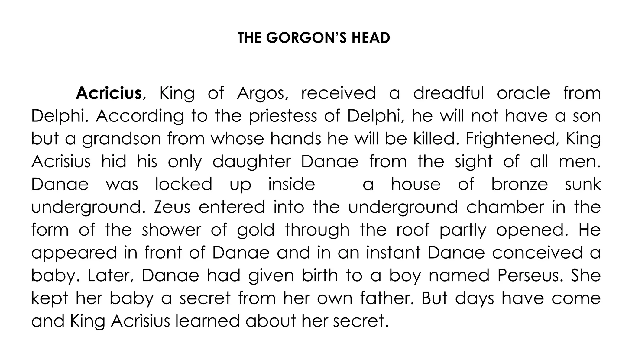 LESSON 5 THE GORGON'S HEAD ENGLISH 10 JHS | PPTX