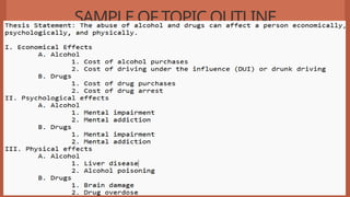 SAMPLE OF TOPIC OUTLINE
 