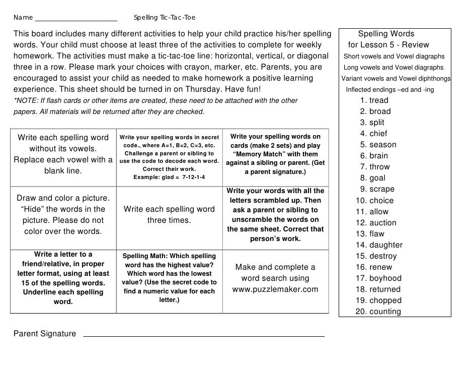 Spelling Review Words For Oct 19th 23rd