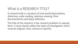 what is research title definition