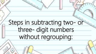 Subtraction Without Regrouping | PPTX