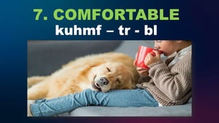 7. COMFORTABLE
kuhmf – tr - bl
 