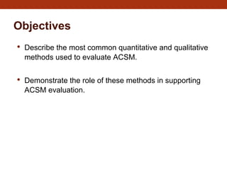 Establish Method Lesson 6 - Evaluation Methods - Establishing a well structured M & E ...