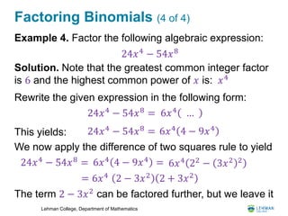 Lesson 6: Factoring Polynomials