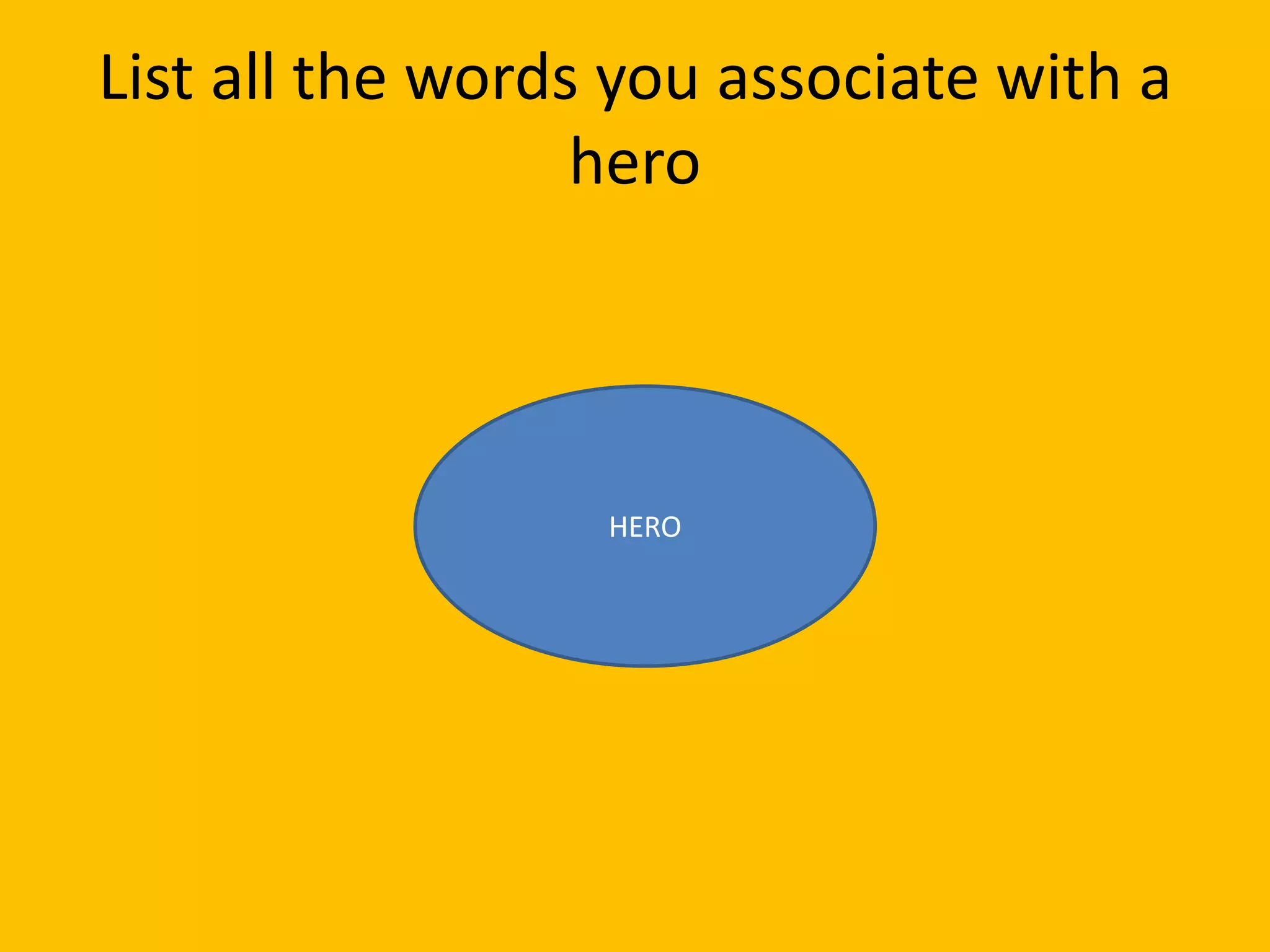 List all the words you associate with a
hero
HERO