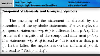 ∧ Math Lesson 6 - Logic mathematics in the modern world | PPTX