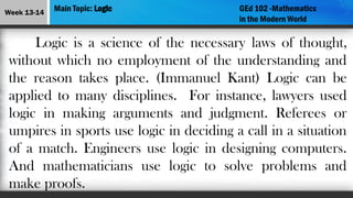Contemporary Logic Math Lesson 6 - Logic mathematics in the modern world | PPTX