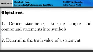 Lesson 6 - Logic mathematics in the modern world | PPTX