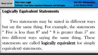 Logically Different Lesson 6 - Logic mathematics in the modern world | PPTX