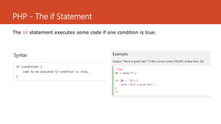 Lesson 6 php if...else...elseif statements | PPTX