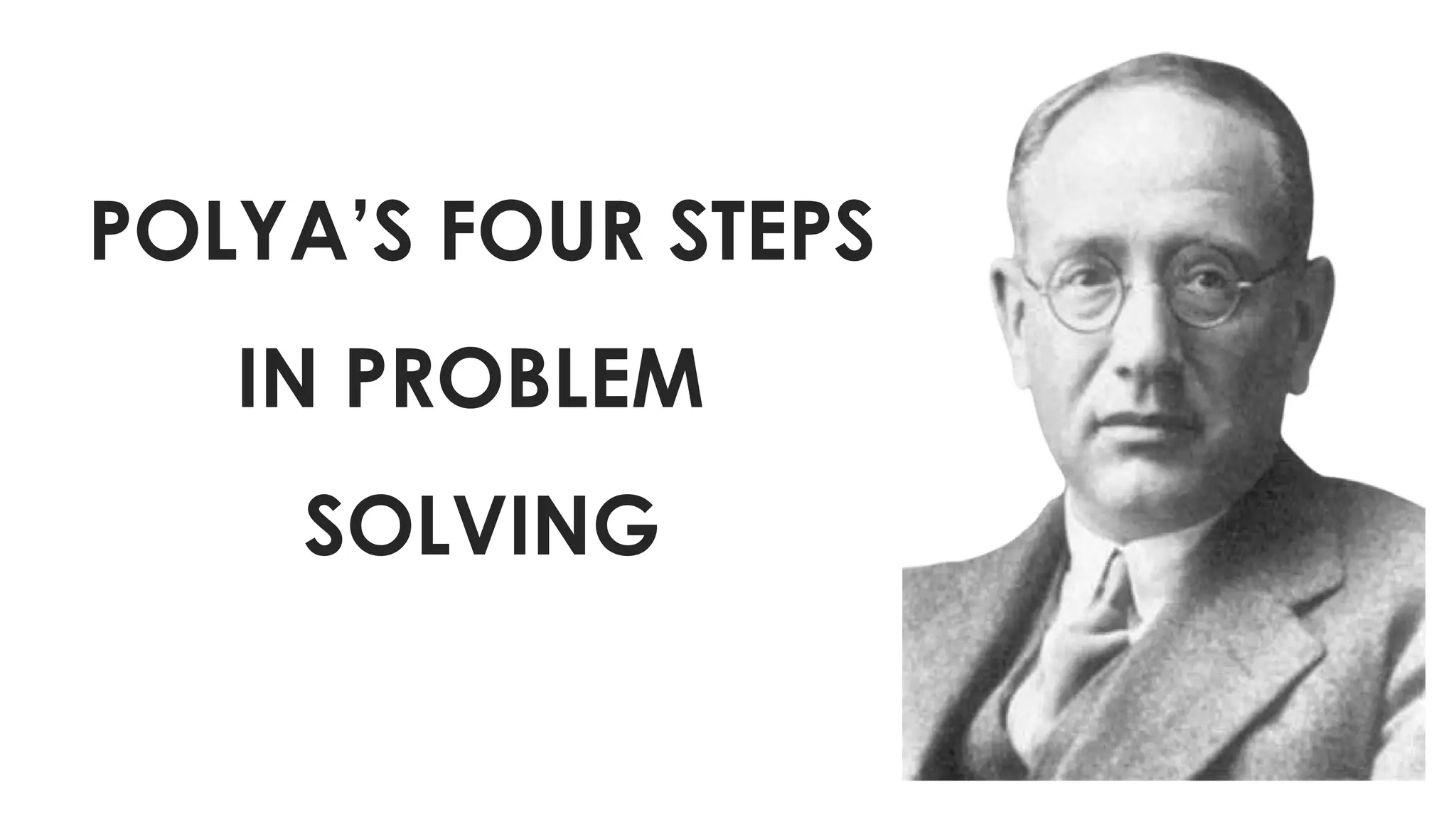 POLYA&rsquo;S FOUR STEPS
IN PROBLEM
SOLVING
 