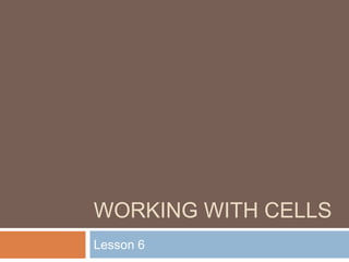 Working with Cells Lesson 6 