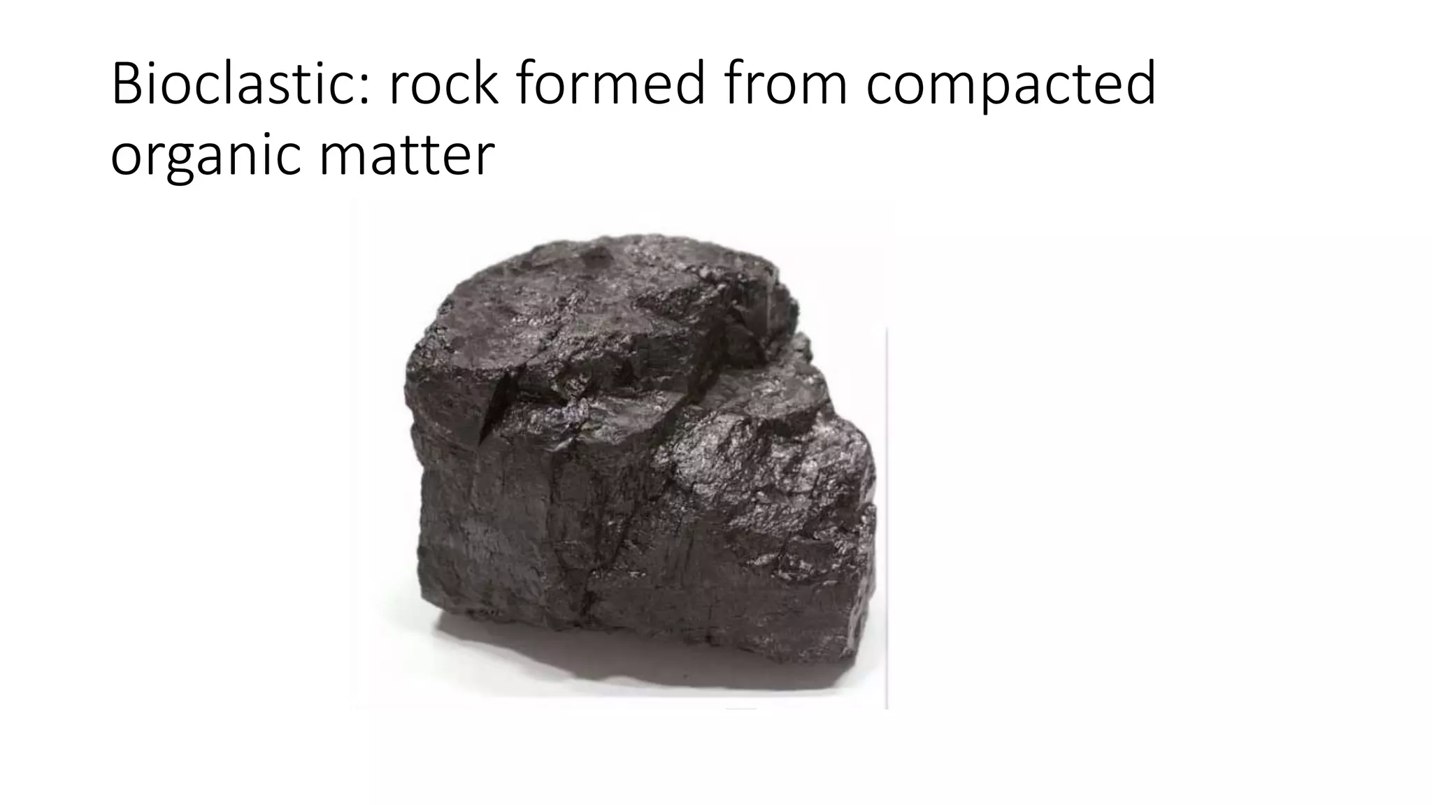 Bioclastic: rock formed from compacted
organic matter
 