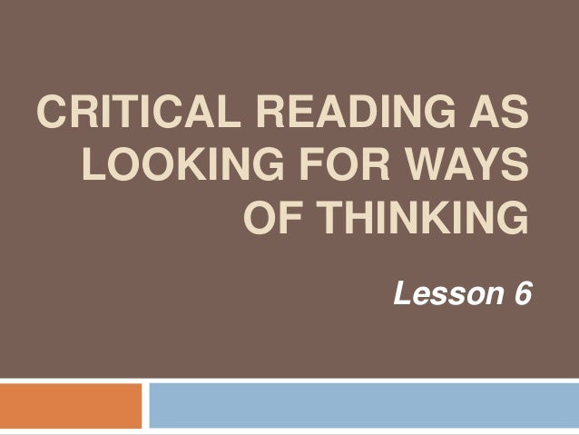 reading for critical thinking discuss the questions below with your classmates