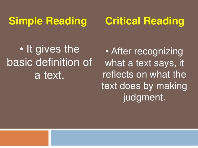 critical reading simple definition