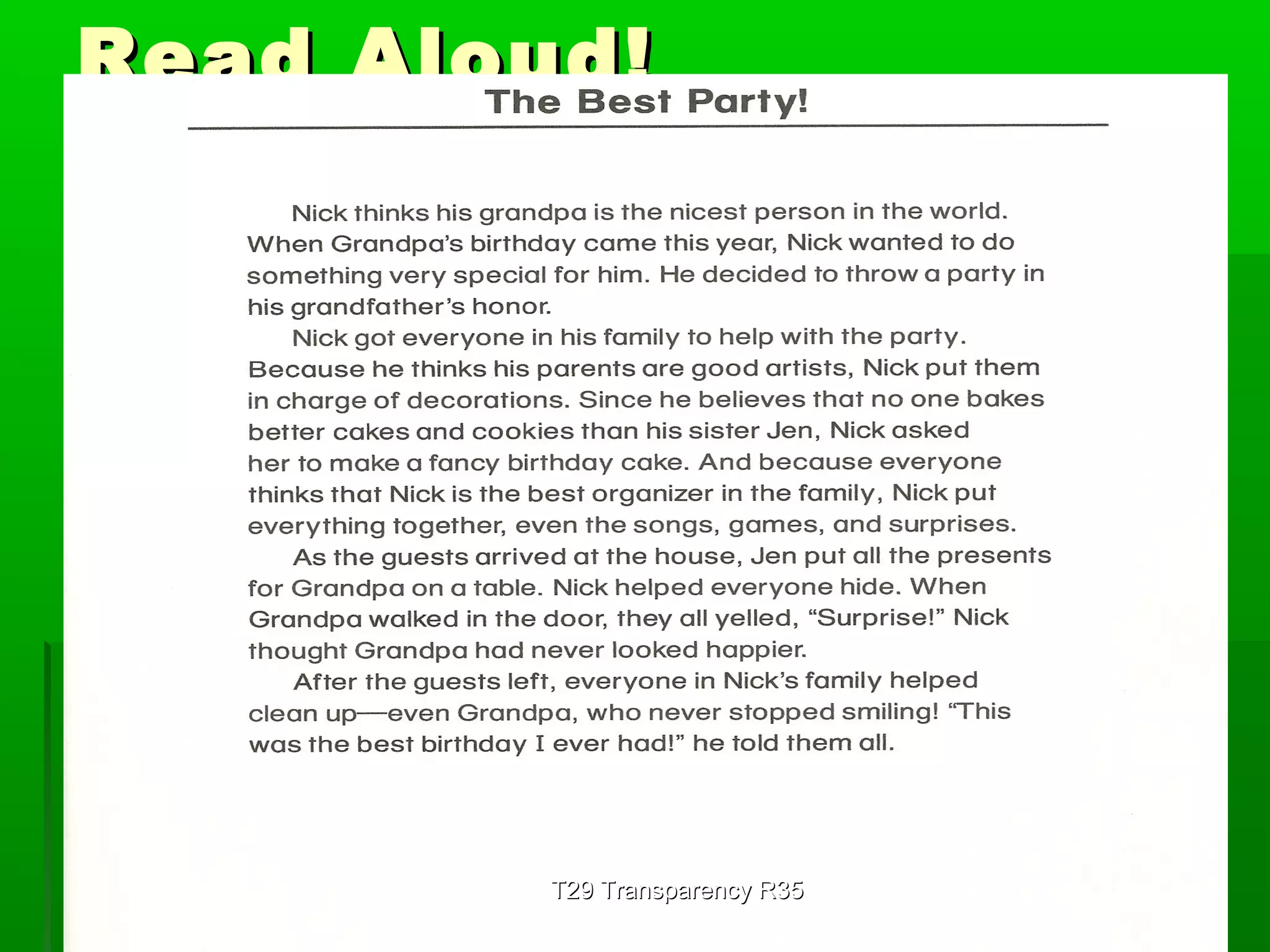 RReeaadd AAlloouudd!! 
TT2299 TTrraannssppaarreennccyy RR3355 
 