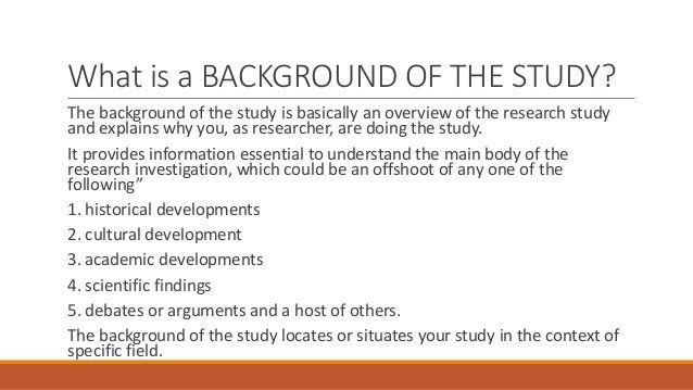 importance of background of the study in research pdf