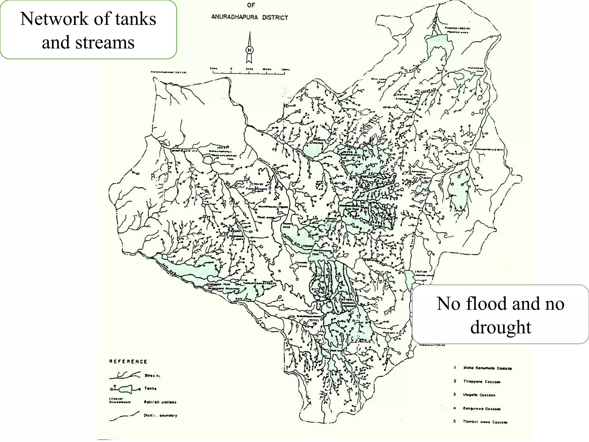 Network of tanks
and streams
No flood and no
drought
 