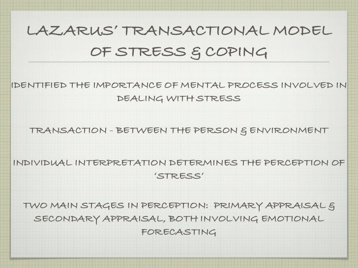 The Cognitive Appraisal Model Richard Lazarus Developed
