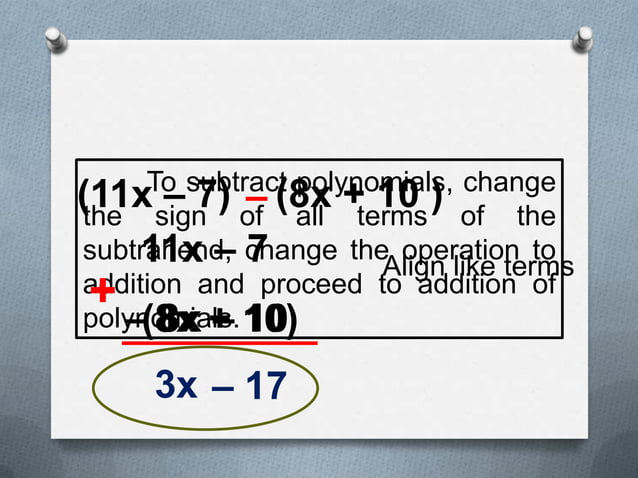 Lesson 6 subtraction of polynomials | PPSX