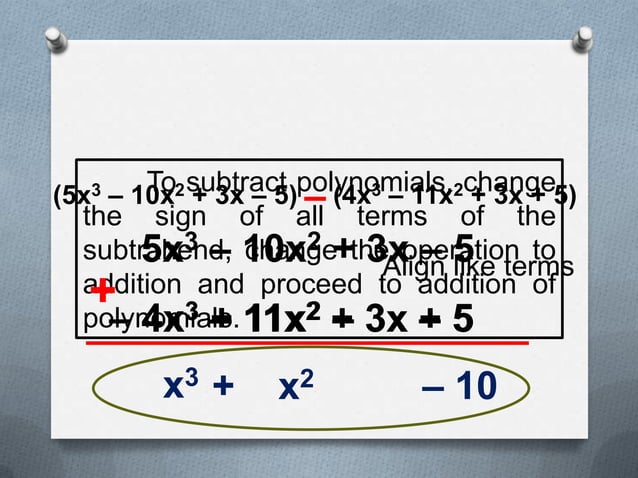 Lesson 6 subtraction of polynomials | PPSX