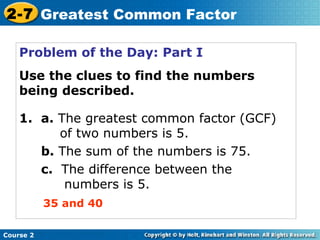 Greatest Common Factors | PPT