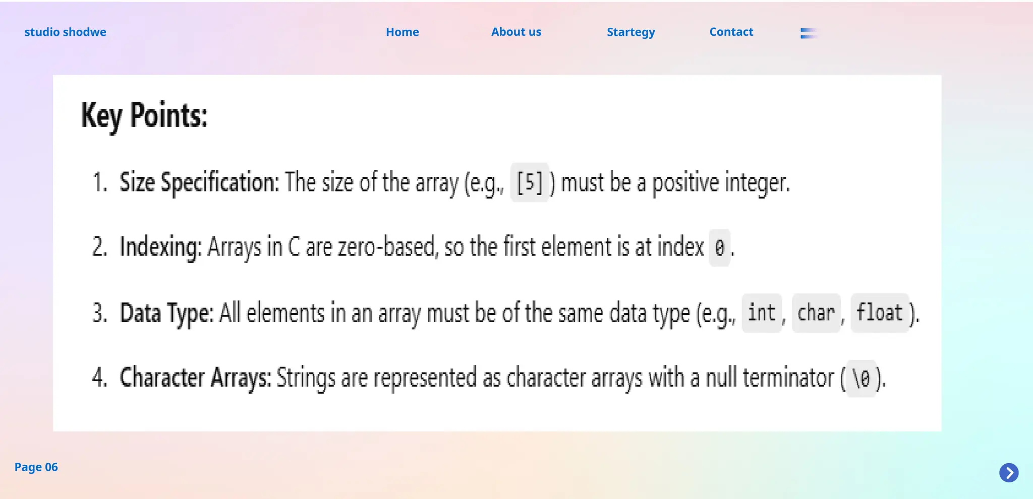 About us
studio shodwe Home Startegy Contact
Page 06
 