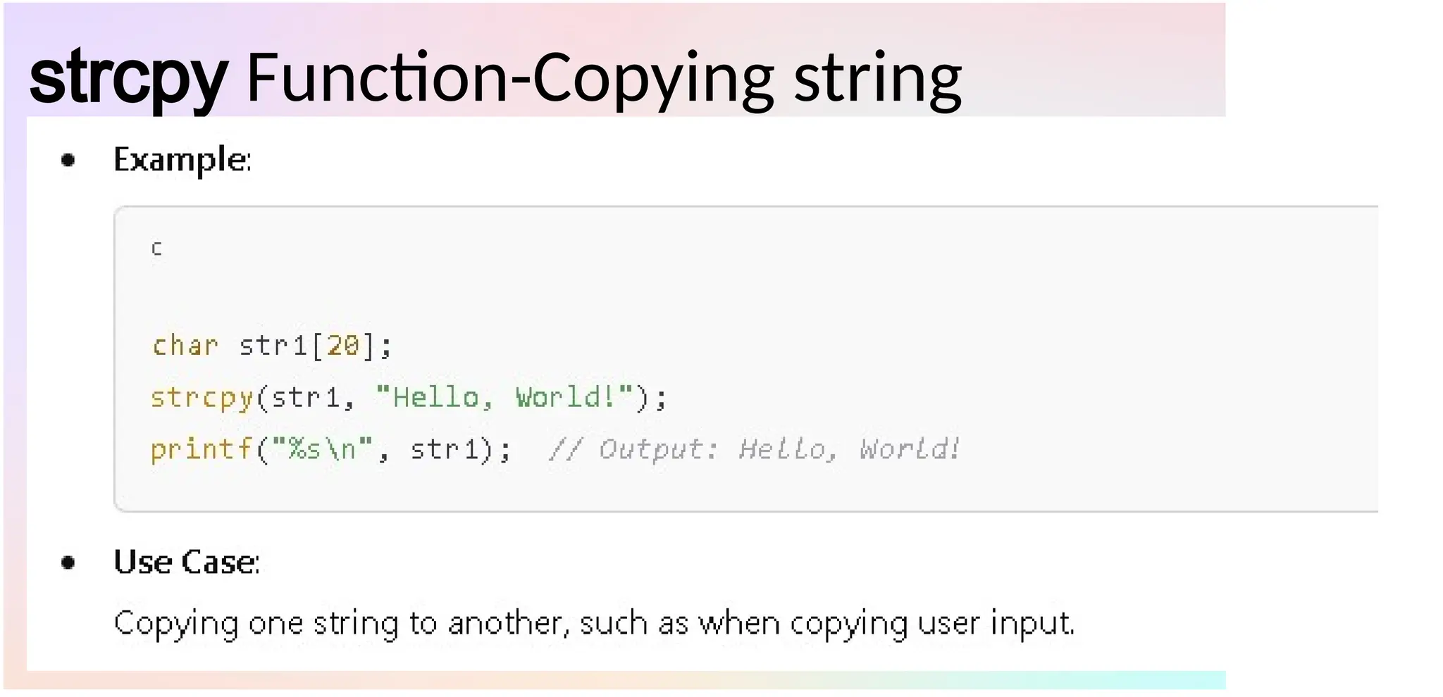 strcpy Function-Copying string
 