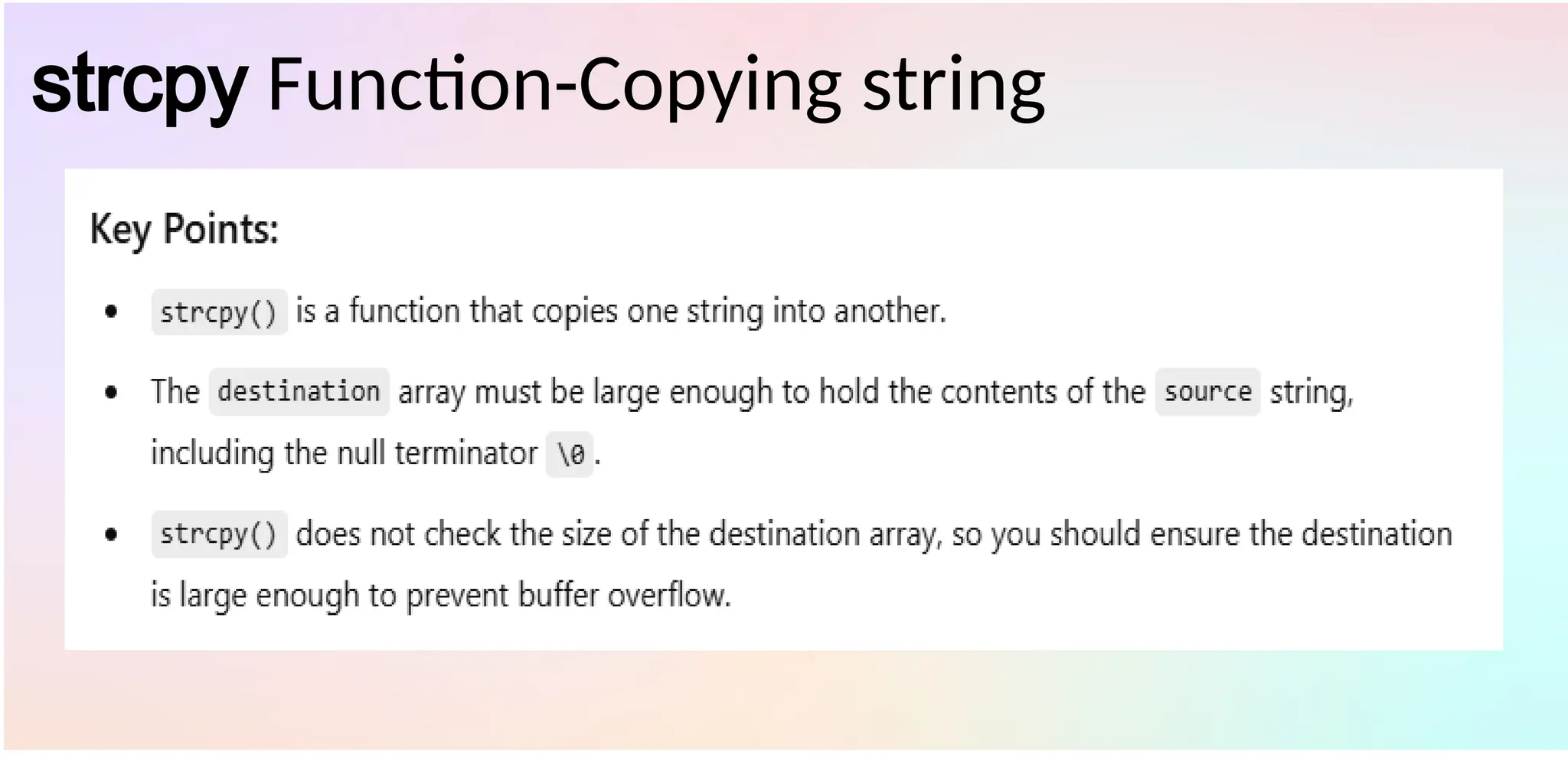 strcpy Function-Copying string
 