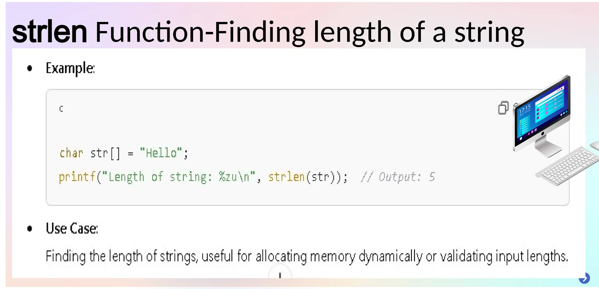 strlen Function-Finding length of a string
 