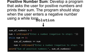loops in Python with examples and different problems | PPTX ...