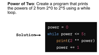 loops in Python with examples and different problems | PPTX ...
