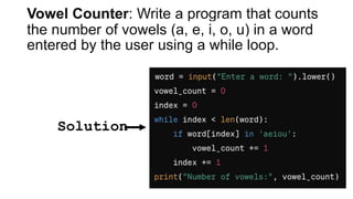 loops in Python with examples and different problems | PPTX ...