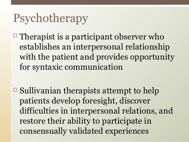 Sullivan Interpersonal Theory Of Psychiatry