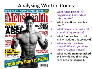 Media Language Lesson 7 - written codes - magazines | PPT