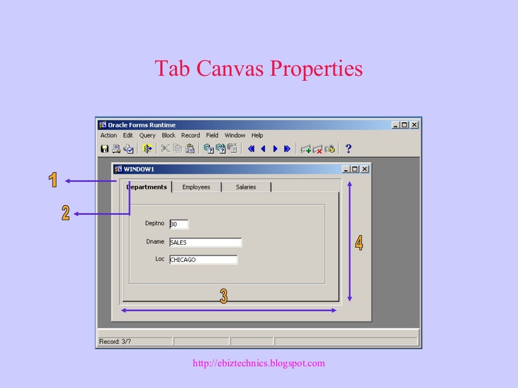 Oracle FormsCanvas types