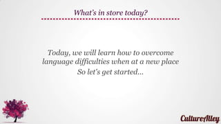1 Bridging the language gap
Lesson objectives
 