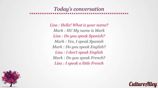 Today, we will learn how to overcome
language difficulties when at a new place
So let's get started...
What’s in store today?
 