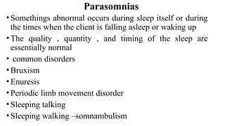 Parasomnia Types lesson 7 Rest and sleep, all types of sleep | PPTX