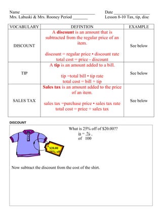 Lesson 8 10 tax, tip, disc