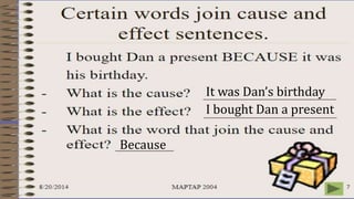 It was Dan’s birthday
I bought Dan a present
Because
 