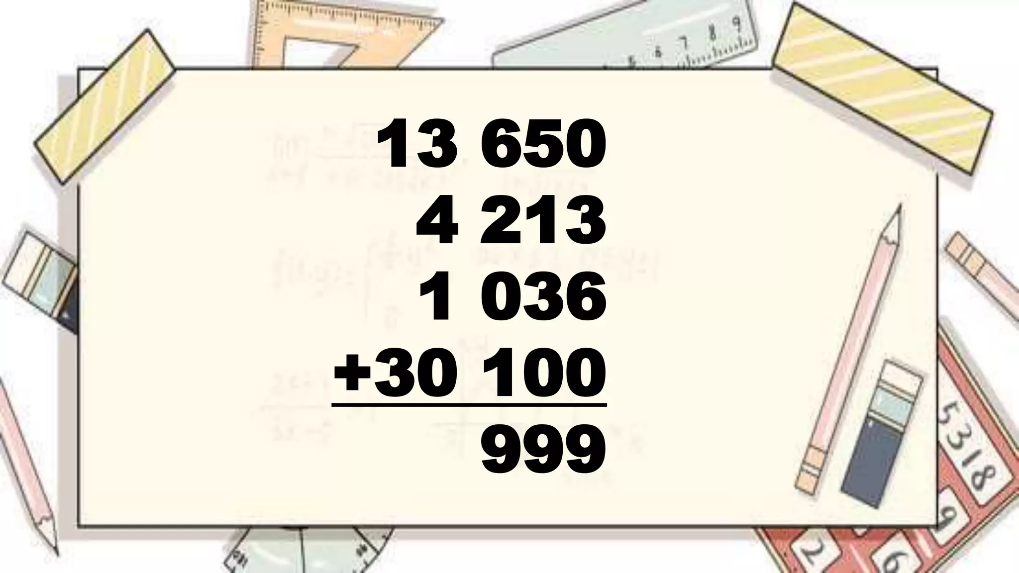 13 650
4 213
1 036
+30 100
999
 