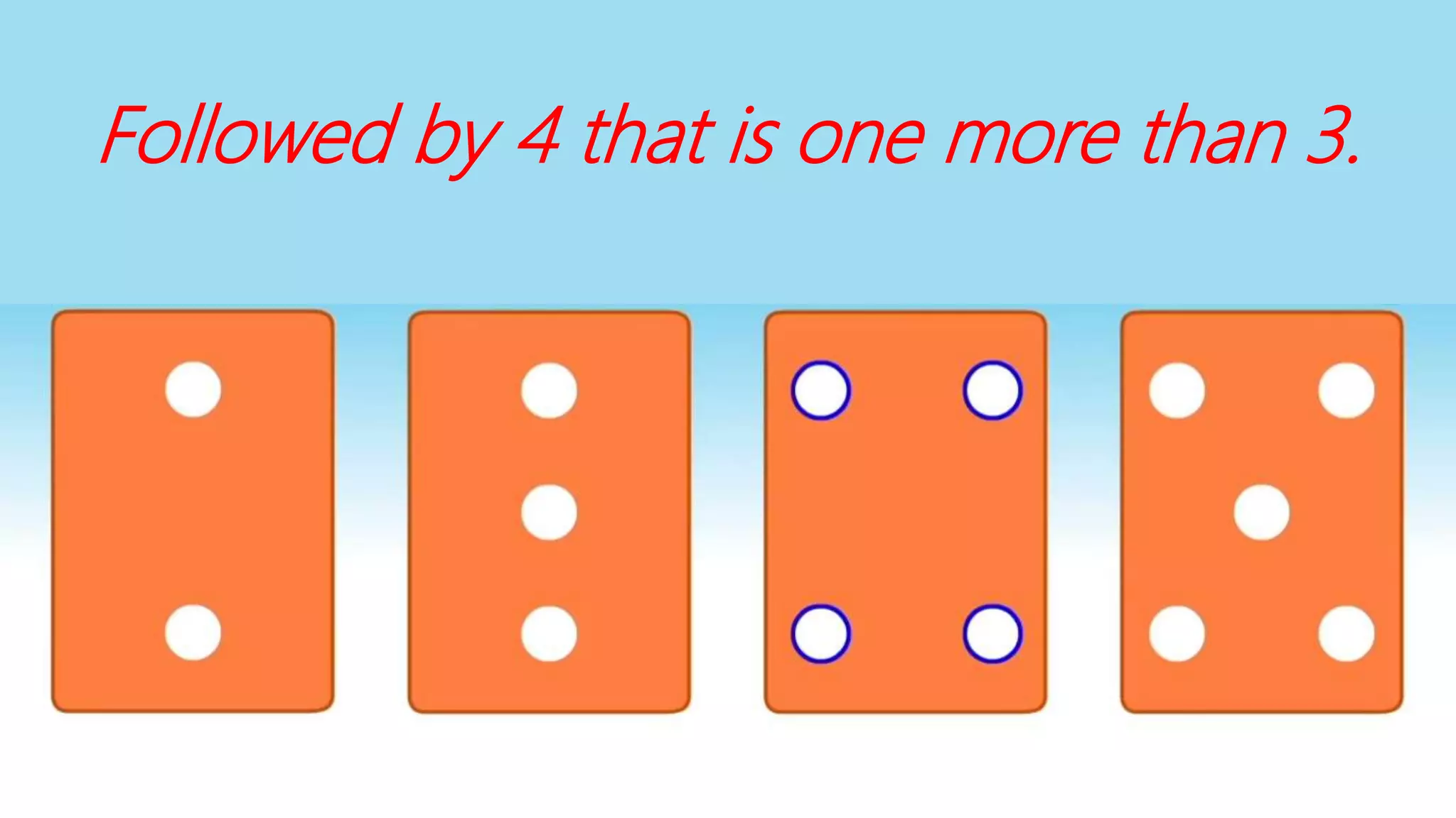 Followed by 4 that is one more than 3.