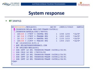 AUSTRIAN SERBIAN TOURISM PROGRAMMES
System response
 RT 3AWYLG
 
