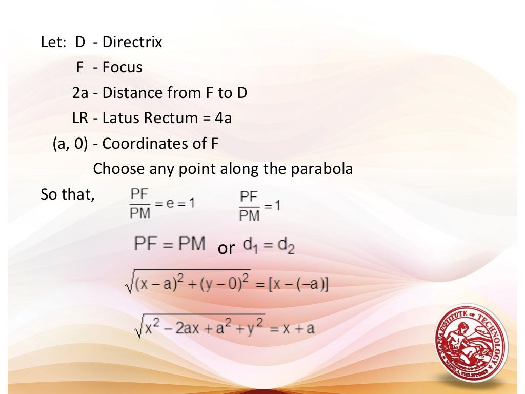 Lesson 8 conic sections - parabola